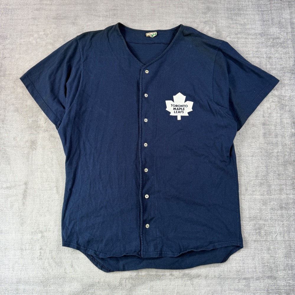 Toronto Maple Leafs Shirt Men XL Blue Vintage 1992 Baseball Jersey Style NHL